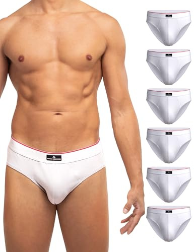 DANISH ENDURANCE Slip Uomo Cotone Premium, Mutande Uomo Comode e Traspiranti, Senza Etichetta, 3 o 6 Paia, 6 X Bianco, M