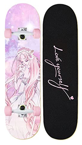Lgan Skateboard Erwachsene, 31x8in Ahorn Longboard Kinder, Anfänger Skateboard Deck, Mädchen Pennyboard (Color : BB)