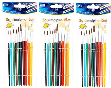 TSI 49110, farbig, Haarpinsel 1,2,3,4,6,1-Borstenpinsel 6,8,10,12, 10 Pinsel (3)