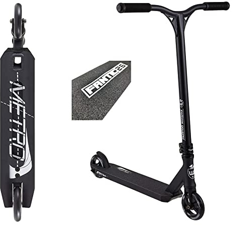 Longway Metro Stunt-Scooter H=79cm Trick Park Tret-Roller schwarz + Fantic26 Sticker + Griptape