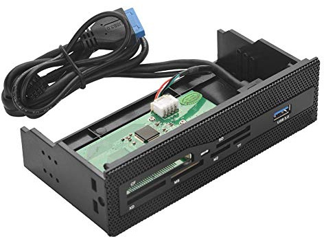 Lecteur de Carte Interne PC, Lecteur de Carte Interne 5,25 avec Port USB 3.0 M2 Carte MS XD CF TF Panneau Avant du Tableau de Bord, lecteurs de Carte mémoire Interne