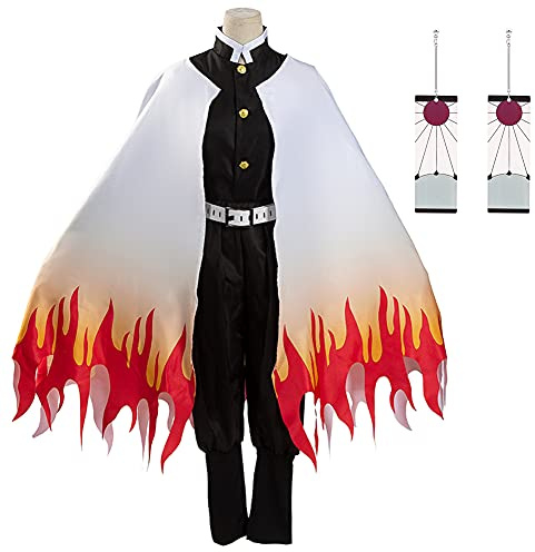 Amycute Déguisement Anime Cosplay Enfant et Adulte Fête Halloween Carnaval Ensemble Costume Cape Japonais Kimono Accessoires Ceinture Boucle d'oreille pour Fille Garcon Homme Femme