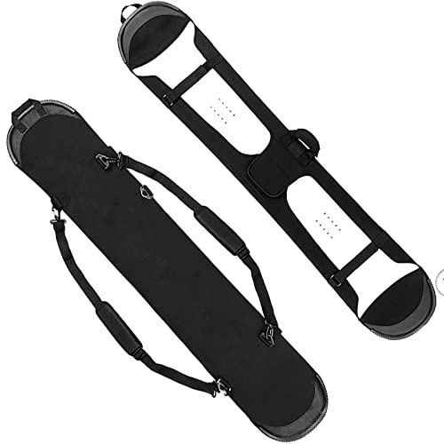WEALTHY73 Snowboard-Schutzhülle Tasche Snowboard-Rucksack Schulter Furnier Ausrüstung Aufbewahrungstasche Wasserdichtes SBR-Gewebe Verschleißfest und Schlagfest, Black,145CM