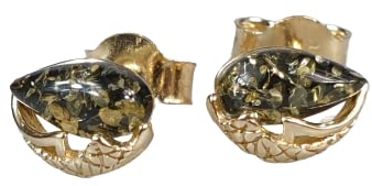 Grun Bernstein Ohrschtecker Ohrschmuck aus Edelstein Vergoldet Silber 925 Ohrringe kleine