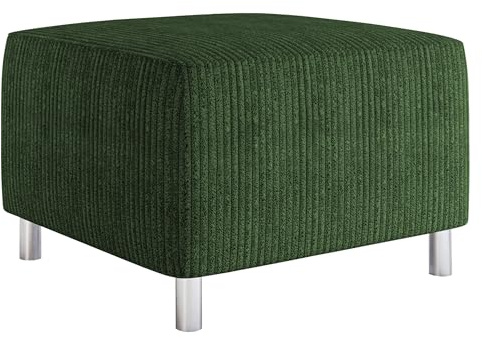 Mirjan24 Polsterhocker Dover Cord aus Veloursbezug (Poso 14) | Bequemer Sitzhocker mit hochelastischer Polsterung und verchromten Füßen, ideal als Fußablage oder Sitzgelegenheit