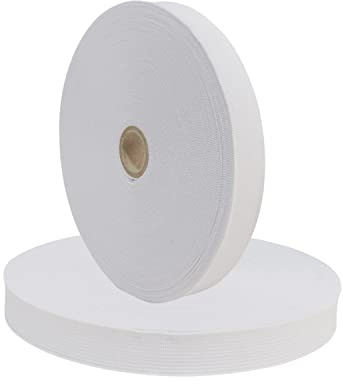 MITSY Banda elástica resistente a la rotura para coser, ancha, 20 mm, 25 m, color blanco, fuerte de goma para pantalones de goma para el hogar, manualidades, telas para cerca