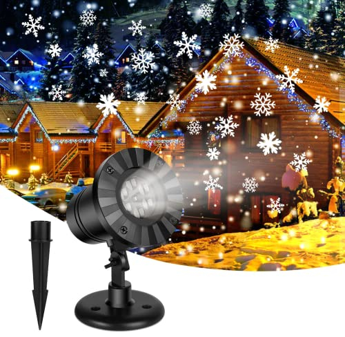 TOPCHANCES Weihnachten Schneeflocke-Projektor-Licht, LED-Schneefall-Show im Freien wetterfest einstellbares Schneeflocken-Licht für Halloween-Feiertag-Neujahr-Outdoor-Innengarten-Rasen-Patio-Dekor