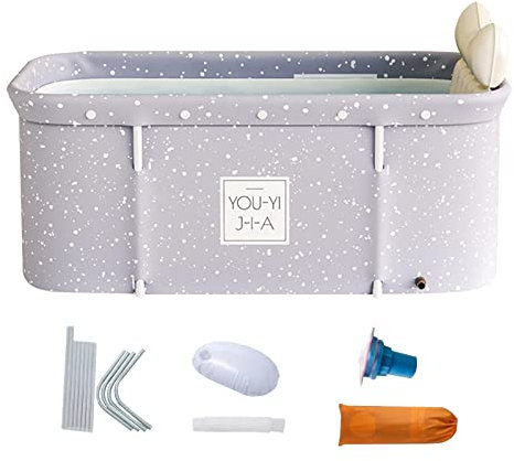 Tragbares Badewannen-Set, Einweichen, Baden, Whirlpool, Komfortkissen und Sitzkissen, Badewanne, für Dusche, Innenbereich, Eisbad, kleine Familie, 120 x 55 x 50 cm, gewöhnlich (Grau)