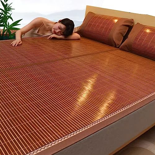 HRXQ Natur Sommer-schlafmatten 120/150/180/200cm Faltbare SommerküHlung Schlaf-Pad Für Das Schlafzimmer, Beidseitig Verwendbar, Atmungsaktive Bambus-Matte Bett Schlafen Pad (Size : 180x200cm/71x79in)