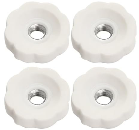 SYDARSYN 100PCS M4 Tuerca de Mango de Plástico TuercaS MoleteadaS Tuercas de Pulgar Perillas Redondas Rosca Hembra Tuercas de Sujeción (Flor/Blanco)