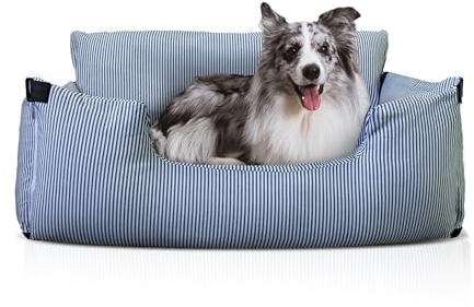 Johnear Hunde Autositz Sitzerhöhung für große Hunde Reisebett mit Abnehmbarer wasserdichter Oxford Matte，2 Pockets 110cm Hundesofa Kissen Auto Rückbank rutschfeste Hundesofa mit Sicherheitsgurt