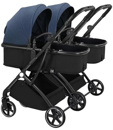 Standardkinderwagen Zwillings-Kinderwagen, nebeneinander, abnehmbarer Kinderwagen, mehrere Positionen, neigbar, 15-Zoll-Sitz, faltbarer Kinderwagen, Kinderwagen für Neugeborene