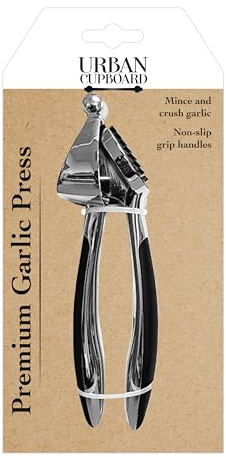Urban Cupboard Premium Garlic Press, Mince and Crush Cloves, Built-in Cleaner, Comfortable Handle, Dishwasher Safe, Silver