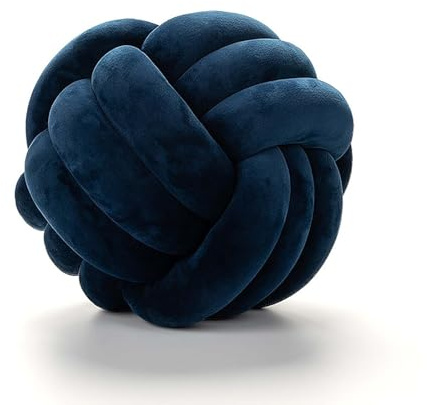 PTKG Knot Pillow, Knotenkissen,Hand Woven Knot Cushion, Knot Cushion, Plush Cushion, Soft Knotted Cushion, Knot Ball Cushion,Navy Blue,28cm