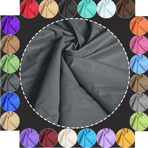 Baumwollstoff Meterware 50cm x 240cm Uni Anthrazit MAXI BREITE | 100 % Baumwolle Stoffe 1,2qm Einfarbig EXTRABREIT - Patchwork Dekostoff zum Nähen - Quiltstoffe Waschbar und Atmungsaktiv