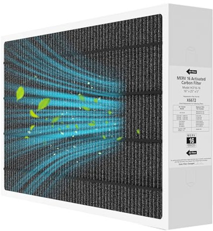 X6672 16x25x5 MERV 16 Filter Compatible with Lennox X6672 and Lennox HCC16-28 Healthy Climate Carbon Clean MERV 16 Home Furnace Filter for HVAC System, Part Number HCF16-16, HCF16-10, 1 Pack