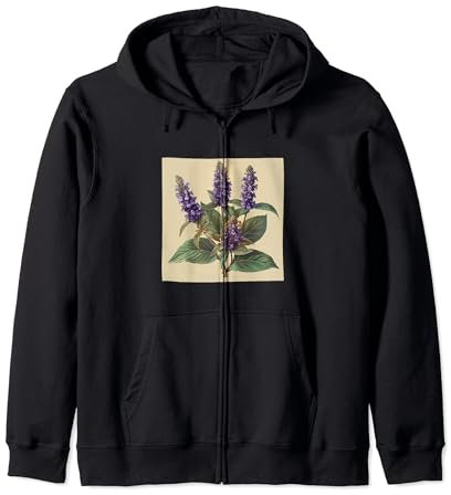 Anise Hyssop Flower Cottagecore Graphic Zip Hoodie