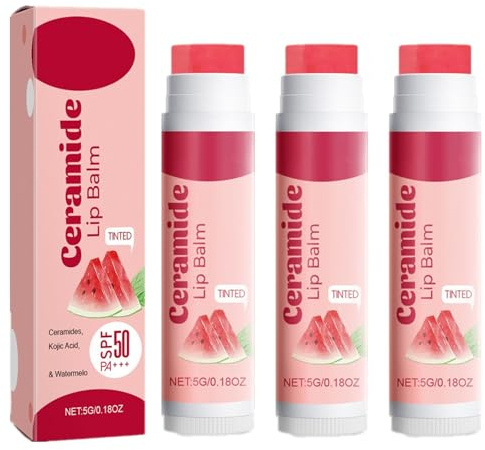 Tinted Ceramide 2024 Lip Balm with SPF 50 PA+++ | Kojic Acid and Niacinamide | for Brightening and Protection of Lips, Non-Sticky, Natural, Vegan, Cruelty Free 5G (3)