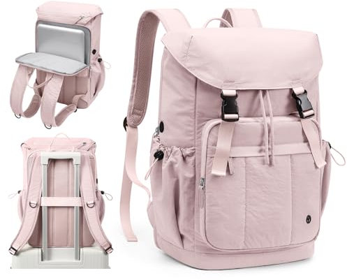 GOLF QUALITY Rucksack Damen, Laptop Rucksack15,6 Zoll Schulrucksack Wasserdicht, Schultasche Backpack Women Elegant Tagesrucksäcke Arbeitstasche Reiserucksack für Uni Büro,Rosa