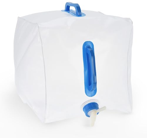 Tool & Tree Bidón de agua plegable de 20 litros, diseño que ahorra espacio con práctico grifo, asa resistente y material libre de BPA, perfecto para camping, senderismo, aire libre, viajes y