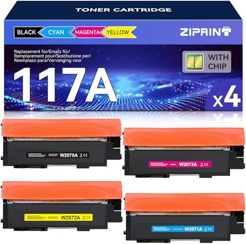 ZIPRINT 117A Toner Kompatibel für HP Color Laser MFP 178nwg 178nw 179fwg | Kompatibel für HP Color Laser MFP 179fnw 150nw 150a W2070A W2071A W2072A W2073A Toner (Schwarz Cyan Gelb Magenta, 4er-Pack)