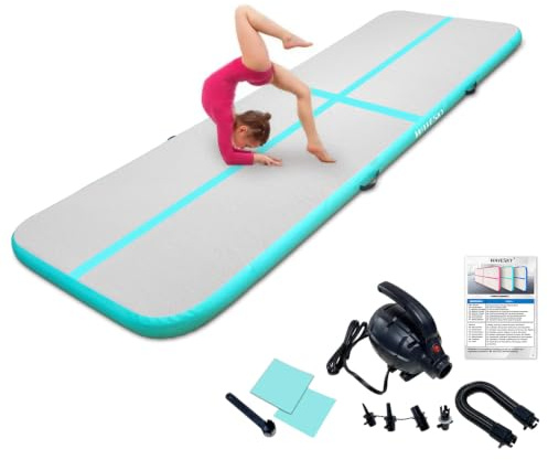 Aufblasbare Air Matte Tumble Track, 3m/4m/5m Tumbling Matte Turnmatte, 10cm hoch rutschfeste Gymnastikmatte für Zuhause, Outdoor, Fitness, Yoga, Training, Cheerleading
