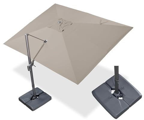 PURPLE LEAF Parasol de Jardin Extérieur 3 x 4 m avec Pied UPF 50+ Taupe