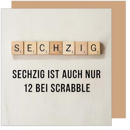 Edition Seidel Premium quadratische Glückwunschkarte zum 60. Geburtstag mit Umschlag. Geburtstagskarte Karte Mann Frau Scrabble Sechzig Spruch (GQ478 SW025)