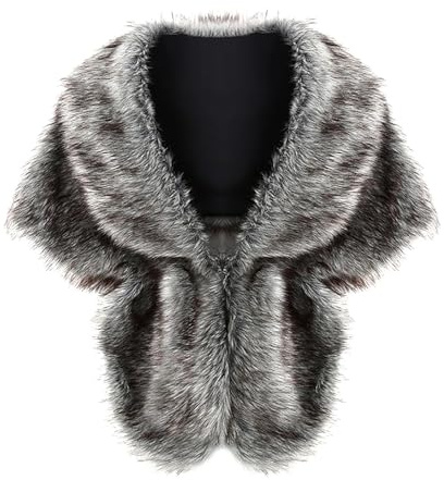 JINTN Damen-Winterumhang aus Kunstfell, gestrickter Schal Wärmespeichernder Schal Modischer, warmer Cardigan aus Kunstfell Brautjacke mit Kragendetail Geeignet für Hochzeiten und Feierlichkeiten