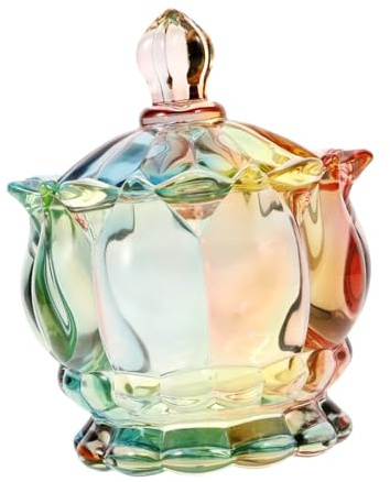 Balacoo Colorful Embossed Glass Candy Jar with Lid Transparent Multi Color Storage Canister for Wedding Party Kitchen Tea and Jam Organization Decorative Treats Holder