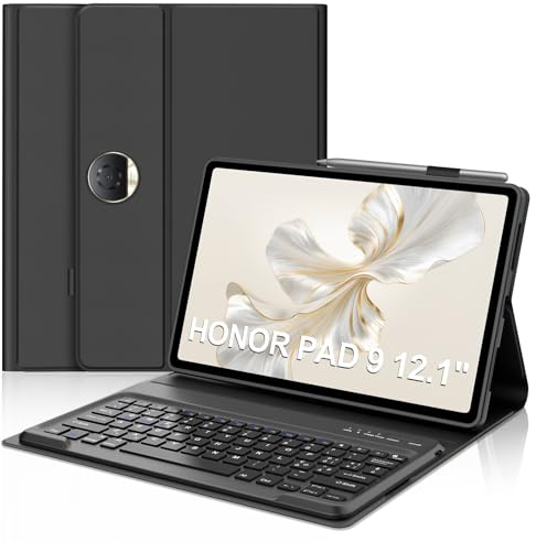 IVEOPPE Tastiera per HONOR Pad 9 12.1 Pollici 2024 | Cover Keyboard Magnetico Staccabile, Italiano QWERTY, Custodia Tastiera Senza fili Bluetooth, Nero
