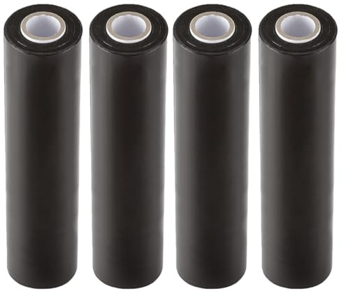 BTDAO Film Étirable Noir pour Déménagement et Emballage - 38,1 cm x 304,4 m - Film Palette en Plastique de Protection Haute Résistance - 60 Gauge (15μm) (4 Rolle)