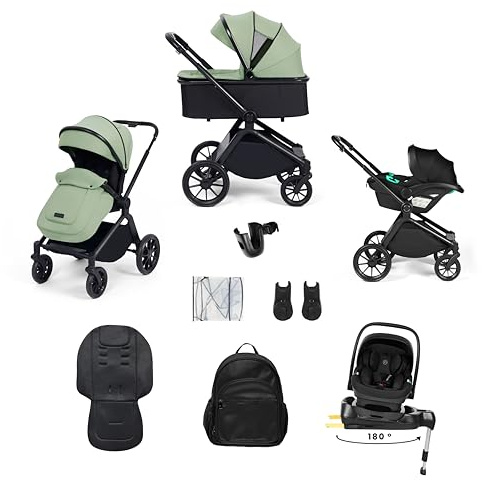 Ickle Bubba Altima 12-teiliges Reisesystem mit i-Size Nimbus-Autositz und 180° drehbarer ISOFIX-Basis – von der Geburt bis 22 kg (ca. 4 Jahre) (Salbeigrün)