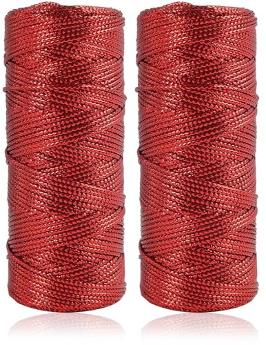 2 Pezzi 100M Filo Rosso Spago 1,5mm per Gioielli, Spago Rosso Natalizio per Decorazioni Albero di Natale, Confezioni Regalo, Creazioni Fai-da-Te e Progetti Artigianali