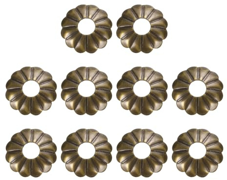 QUARKZMAN 10Pzas Placa Trasera Para Tiradores 0.79 Pulgadas Tono Bronce | Gabinete, Arandelas Decoración Clásica, Latón, Forma Radial, Para Muebles Junta Para Cajones Puertas Gabinete Y Armario
