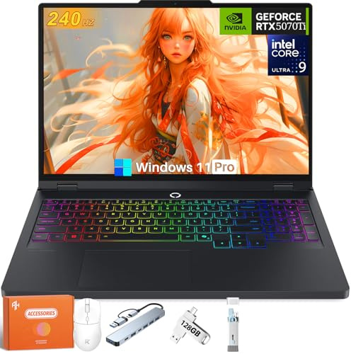 Lenovo Legion Pro 5i Gaming Laptop, 16 2.5K 240Hz OLED Display, Intel Ultra 9 275HX(24-Core Up to 5.4GHz), GeForce RTX 5070Ti 12GB GDRR7, 64 GB DDR5, 2 TB SSD, Wi-Fi 7, Windows 11 Pro, Accessories