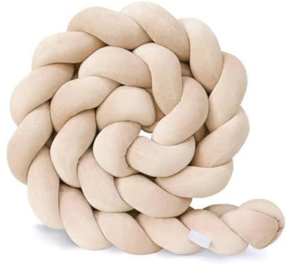 MONDEX Braided Knotted Cushion Beige 2.5M, Knot Cushion, Knot Pillow, 100% Cotton Bed Set All Round Braided Protector for Room Decor