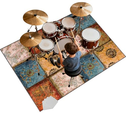 ZAJENKUB Schlagzeugteppich, Drum Teppich, rutschfeste Trommel Teppiche, Antivibrationsmatte Elektronisches Schlagzeug Teppich 120 x 70 cm Trommelmatte, Professioneller Schallschutzmatte