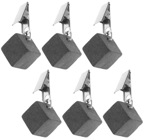 ibasenice 6 Piezas de Pesas para Mantel con Clip de Metal Negro, Material de Piedra y Hierro, Multiusos y Prácticas para Exteriores y Picnic