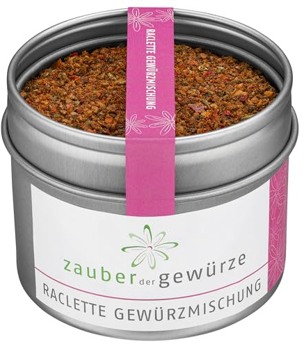 Zauber der Gewürze Raclette Gewürz - leckere Gewürzmischung für Raclette, Käsefondue und andere Gerichte mit Käse, Raclette Zubehör, Top-Qualität in wiederverschließbarer Aroma-Dose, 60 g