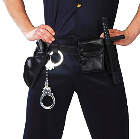 FIESTAS GUIRCA | Cinturón de Policía con Esposas, Pistola y Porra - Accesorio para Disfraz de SWAT y Agente de la Ley - Ideal para Halloween y Fiestas de Disfraces - Todos los Usuarios - Negro