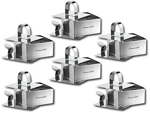 Rosenstein & Söhne Dessert und Speisering: 6er-Set: Speisering, eckig, mit Heber und Stampfer (Schaumspeiseringe, Kuchenring, Backblech)