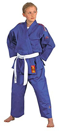 DanRho Judogi Yamanashi blau mit Schulterstreifen 160