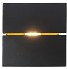 Qazqa Modern Wandleuchte, Wandlampe - Transfer Groove - Schwarz Gold, Quadratisch, max. 40W, Geeignet für LED, 9.7cm, Ideal als Wohnzimmerlampe und Flur