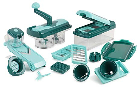 Genius A34064 Nicer Dicer Fusion Smart 23tlg Gemüseschneider blau - Spiralschneider zum Gemüse schneiden mit Twist, Slicer, Julietti aus TV-Werbung