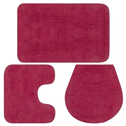 tidyard 3-TLG. Badematten Set | Badezimmer Teppich Set | Badematte mit Klosettumrahmung und WC-Vorleger aus Baumwolle | Badgarnitur Antistatisch Pflegeleicht Farbauswahl