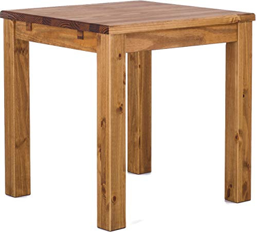 B.R.A.S.I.L.-Möbel Esstisch Rio Classico 73x73 cm Brasil Holz Pinie Massivholz Esszimmertisch Echtholz ausziehbar vorgerichtet für Ansteckplatten Brasilmöbel