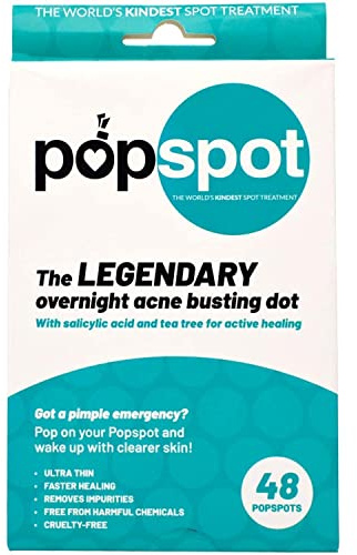 Popmask Invisible Hydrocolloid Pimple Patches Infused with Salicylic Acid to Treat Pimples & Tea Tree Oil to Soothe and Calm the Skin, 48 Patches