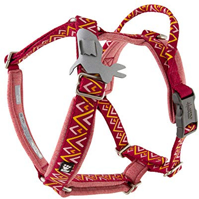 Hurtta Razzle-Dazzle Gepolstertes Y-Geschirr für Hunde, 100% recyceltes Polyester, rot, 65-80 cm