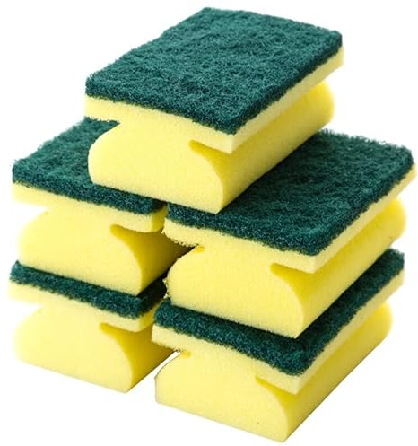 Hampine Pack of 4 Sponge Scourers for Kitchen, Households, Dishes & Bathroom, Non Scratch Scourer Dish Pads, Dual-Sided Scrubber Sponge